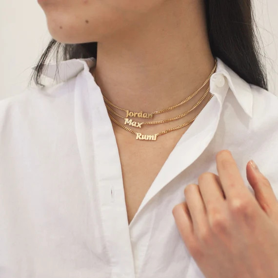 Custom Name Necklace with Bold Curb Chain - Custom Name Necklace - Personalized Name Necklace - B... | Etsy (US)