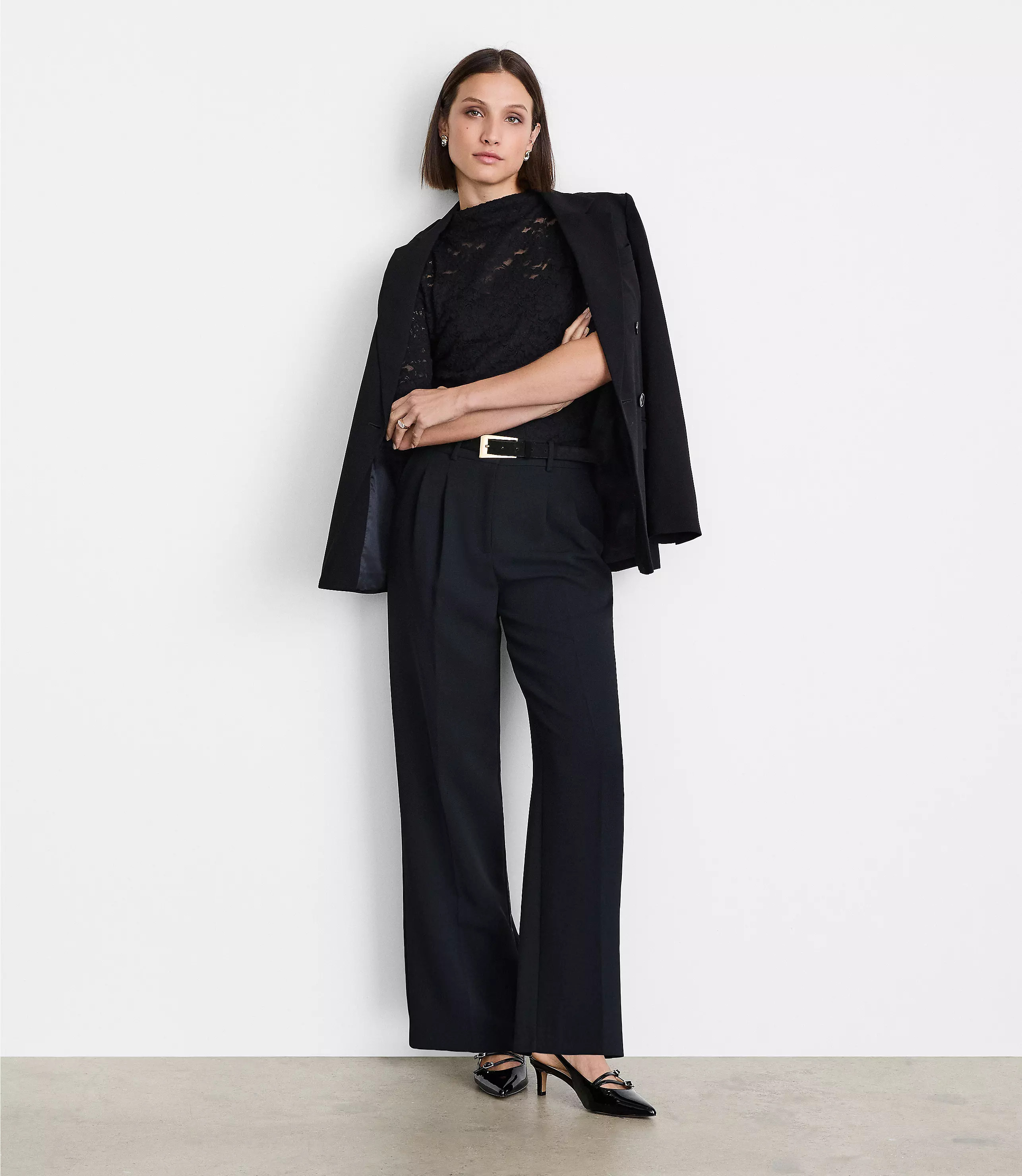 LOFT Versa Lace Elbow Sleeve Turtleneck Top | LOFT