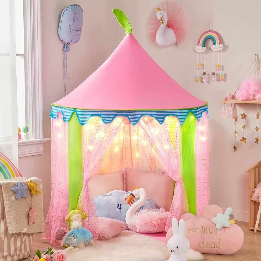 Tiny Land Princess-Tent with Star Lights & Carry Case, Pop Up Play-Tent, Princess Castle Indoor P... | Amazon (US)