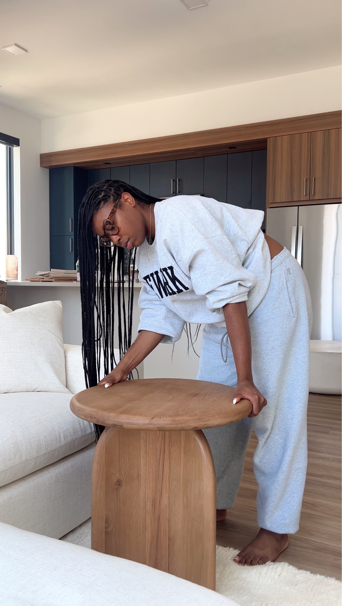 obsessed with the Ada round side table from lulu and georgia 🫶🏾 #gifted 

truly perfect for small apartment spaces and can act as a coffee table.

#LTKhome