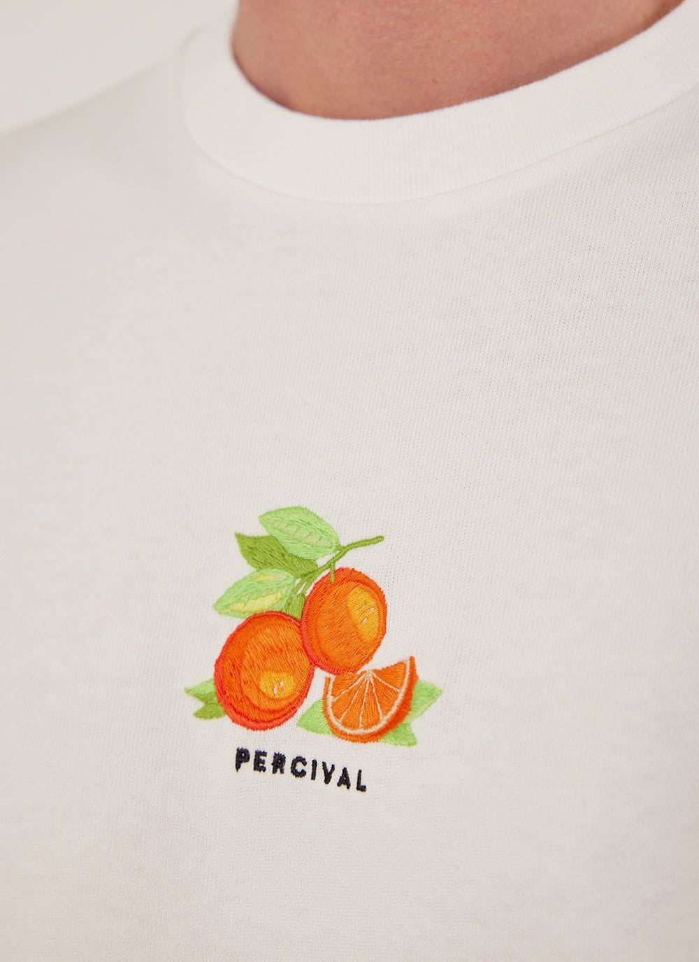 Citrus Oversized Auxiliary T Shirt | Embroidered Organic Cotton | White | Percival Menswear