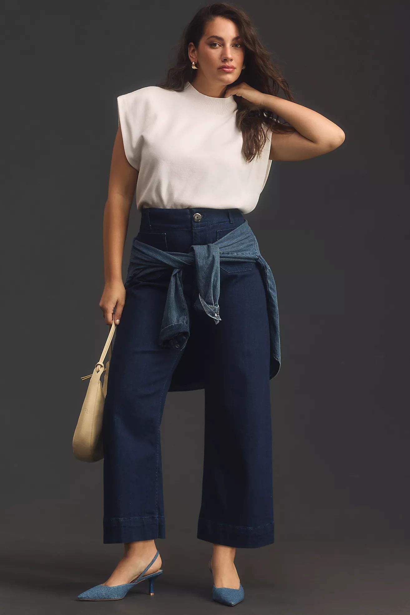 The Colette Denim Cropped Wide-Leg Jeans by Maeve | Anthropologie (US)