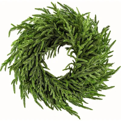 24" Norfolk Pine Wreath For Front Door, Real Touch Norfolk Pine Wreath Artificial Green Wreath Greenery Realistic Wreath Holiday Decoration For Home D | Wayfair North America