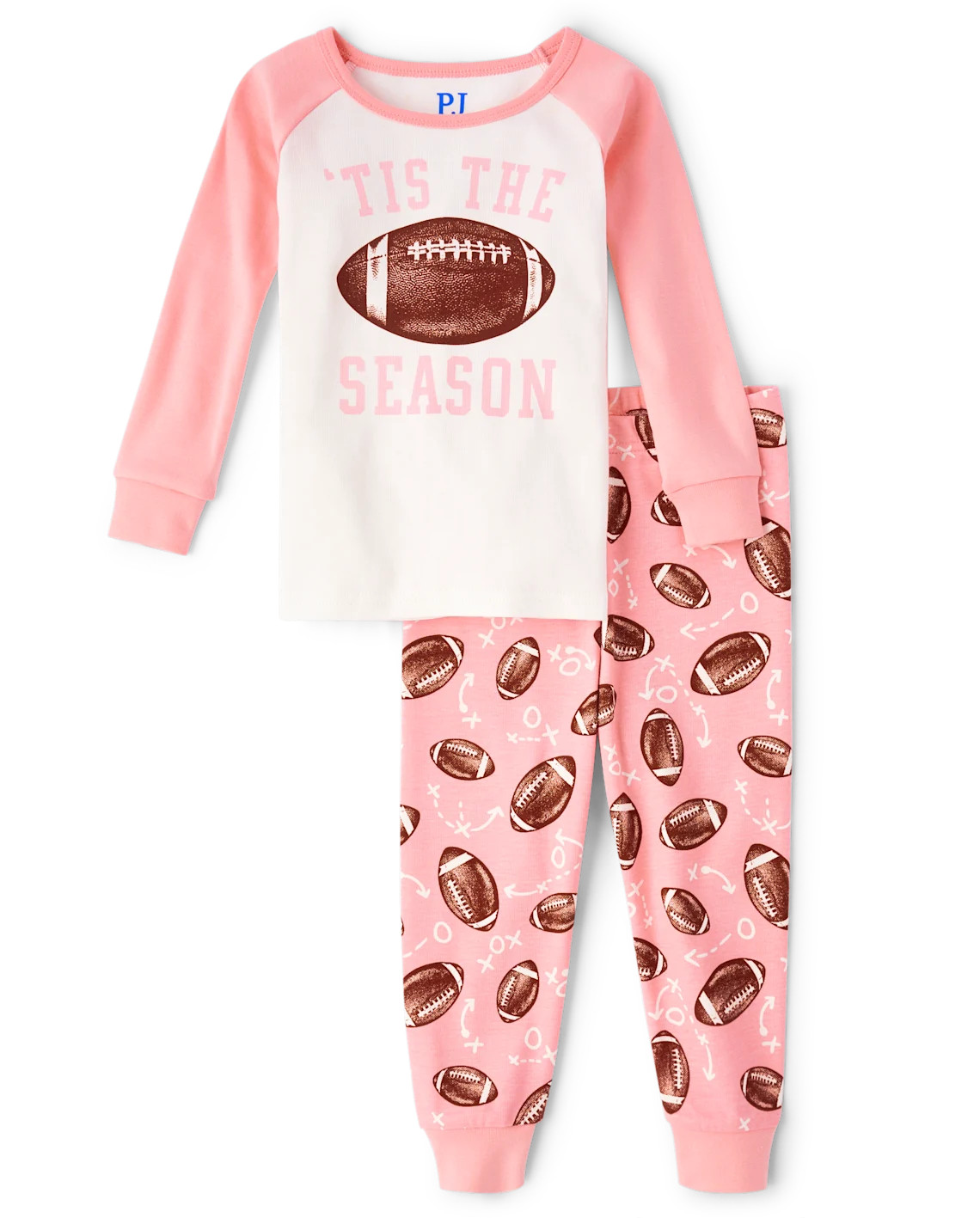 Baby And Toddler Girls Matching Family Football Snug Fit Cotton Pajamas - pink | The Children's Place