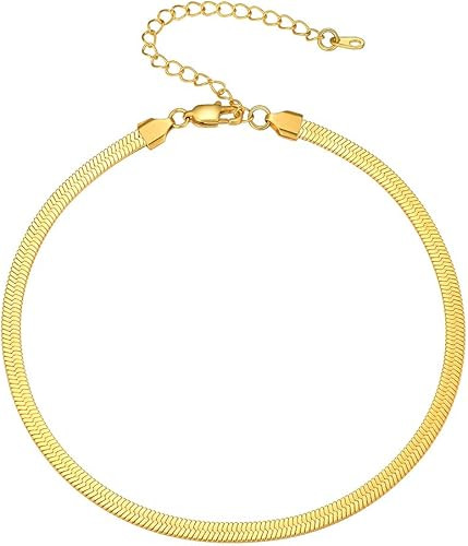 PROSTEEL Snake Chain Women Men Choker Necklaces, Black/18K Gold Plated Stainless Steel Herringbon... | Amazon (US)