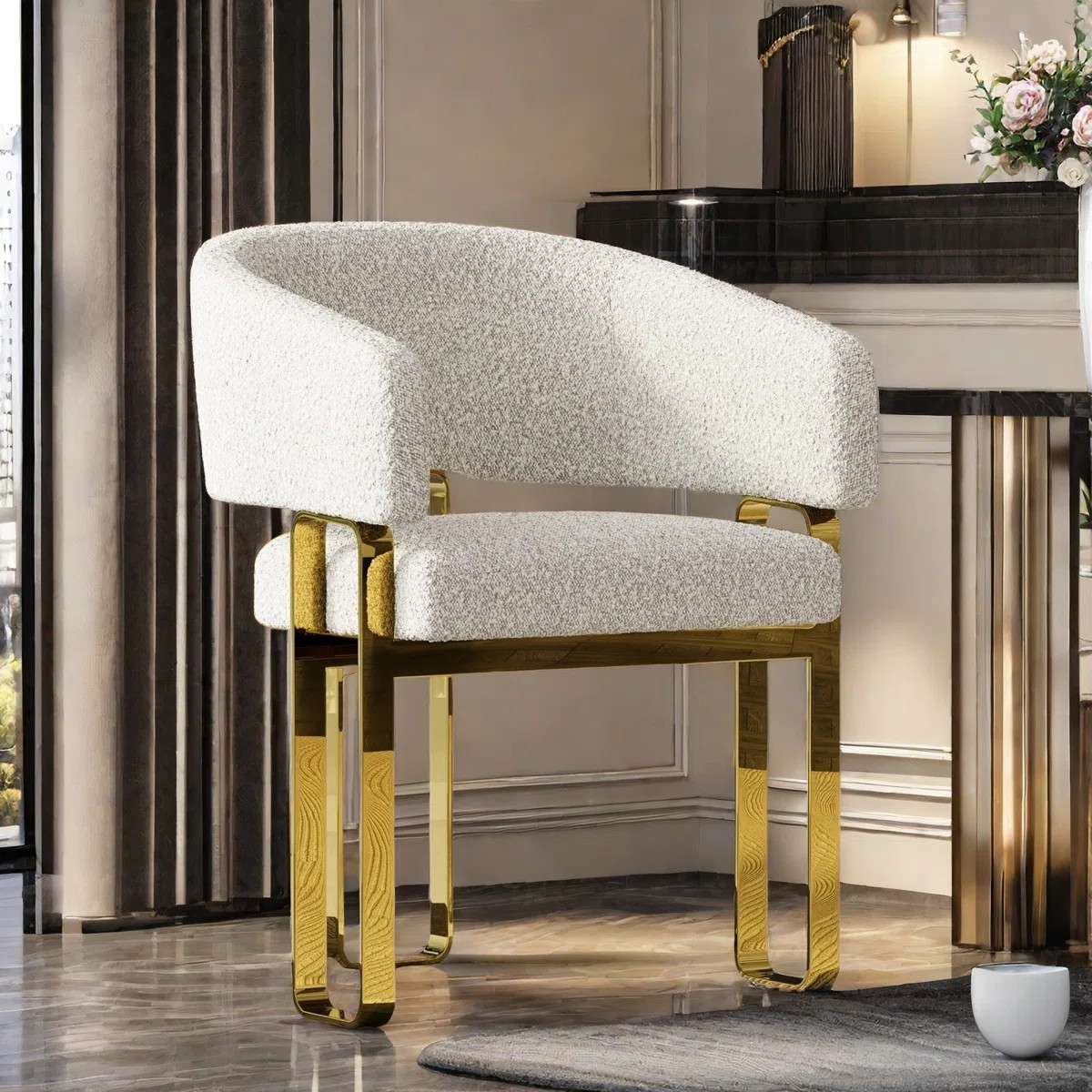 Contemporary Boucle Upholstered Accent Dining Chair Barrel Side Chairs,Widely Usage | Wayfair North America