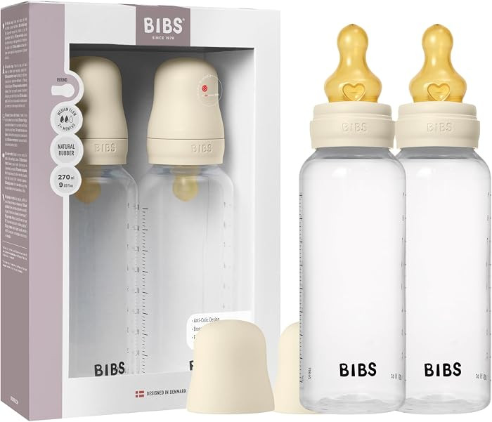 BIBS Biberón de 9 onzas / 9.1 fl oz de caucho natural de látex pezón paquete de 2 – anticól... | Amazon (US)