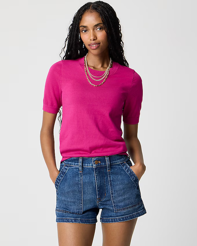 Short-sleeve cotton crewneck sweater | J.Crew Factory