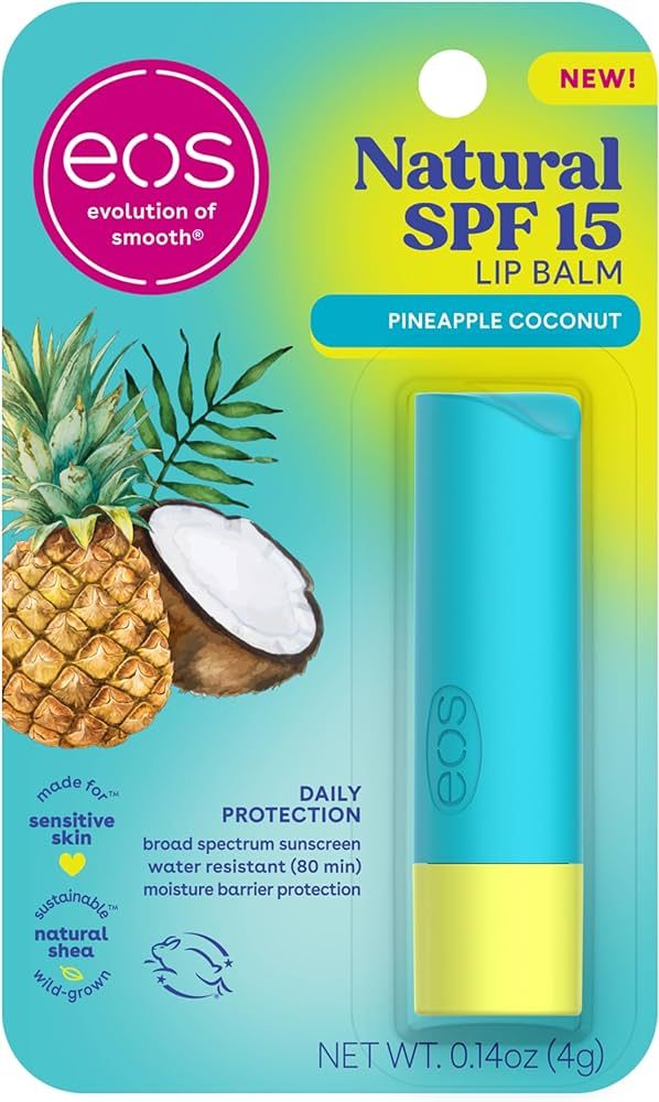 eos Natural SPF 15 Lip Balm- Pineapple Coconut, Daily Protection, Water Resistant, 0.14 oz | Amazon (US)