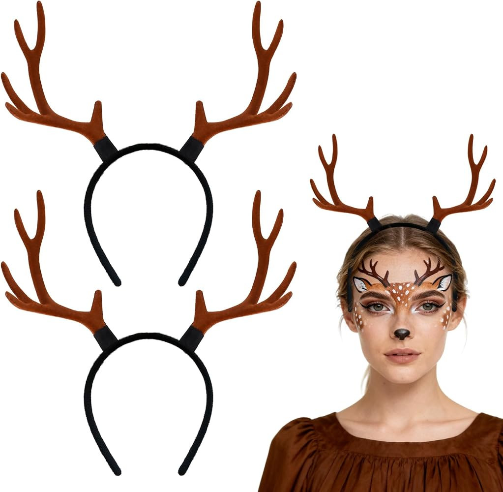 3PCS Deer Antlers Headband with Adorable Deer Ears - Festive Deer Headband for Women Adults - Per... | Amazon (US)