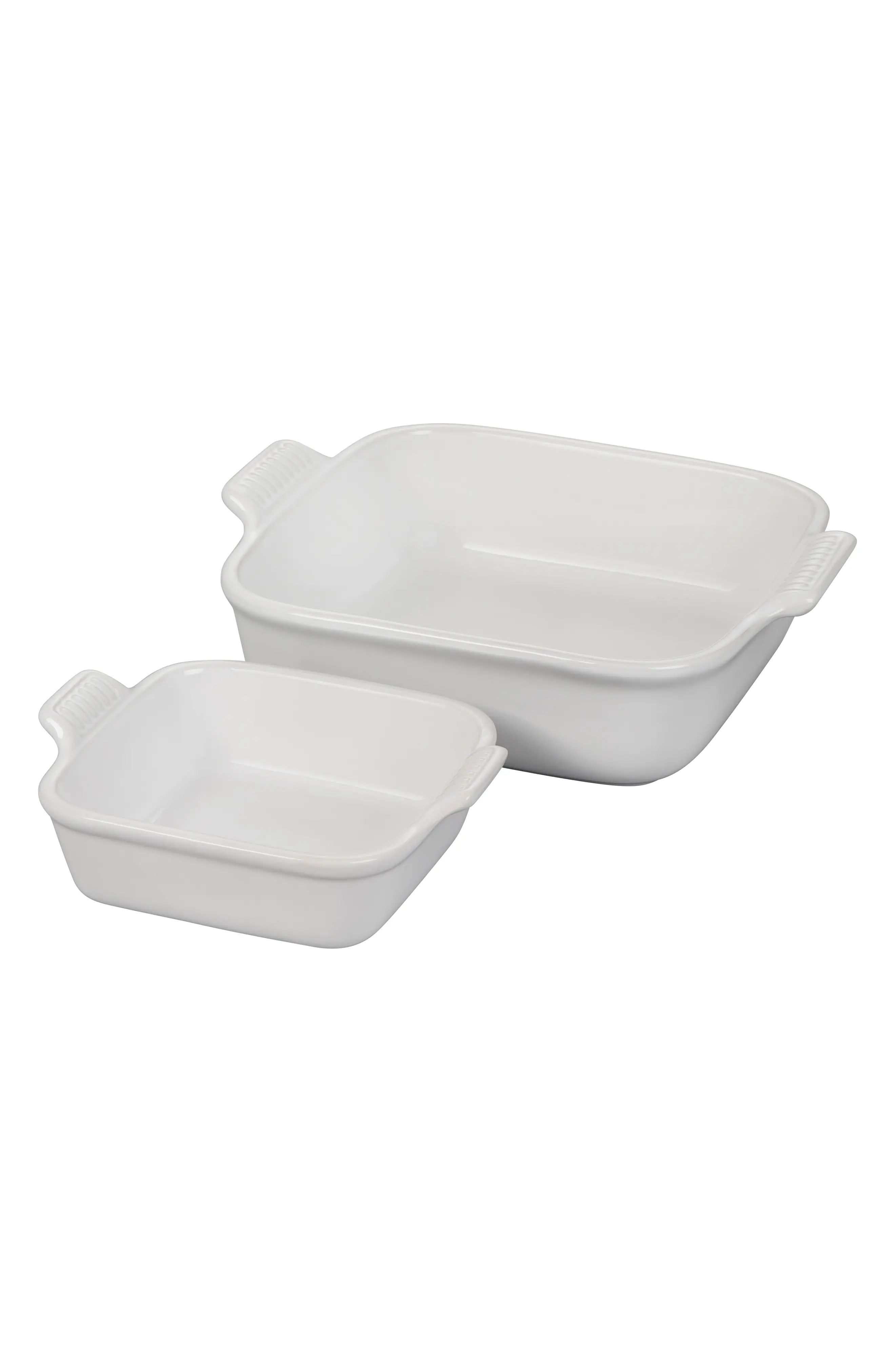 Le Creuset Heritage Square Set of 2 Baking Dishes in White at Nordstrom | Nordstrom