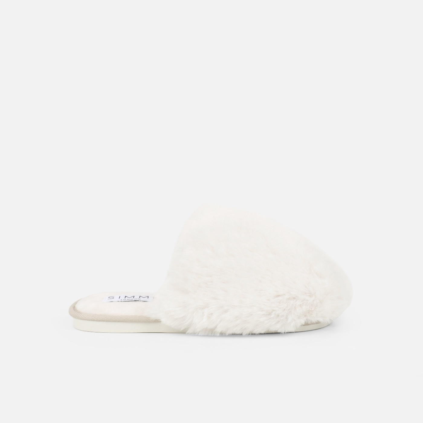 Fluff Cream Faux Fur Round Slippers | Simmi Shoes
