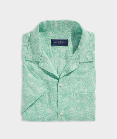 Linen Short-Sleeve Spike Palm Shirt | vineyard vines
