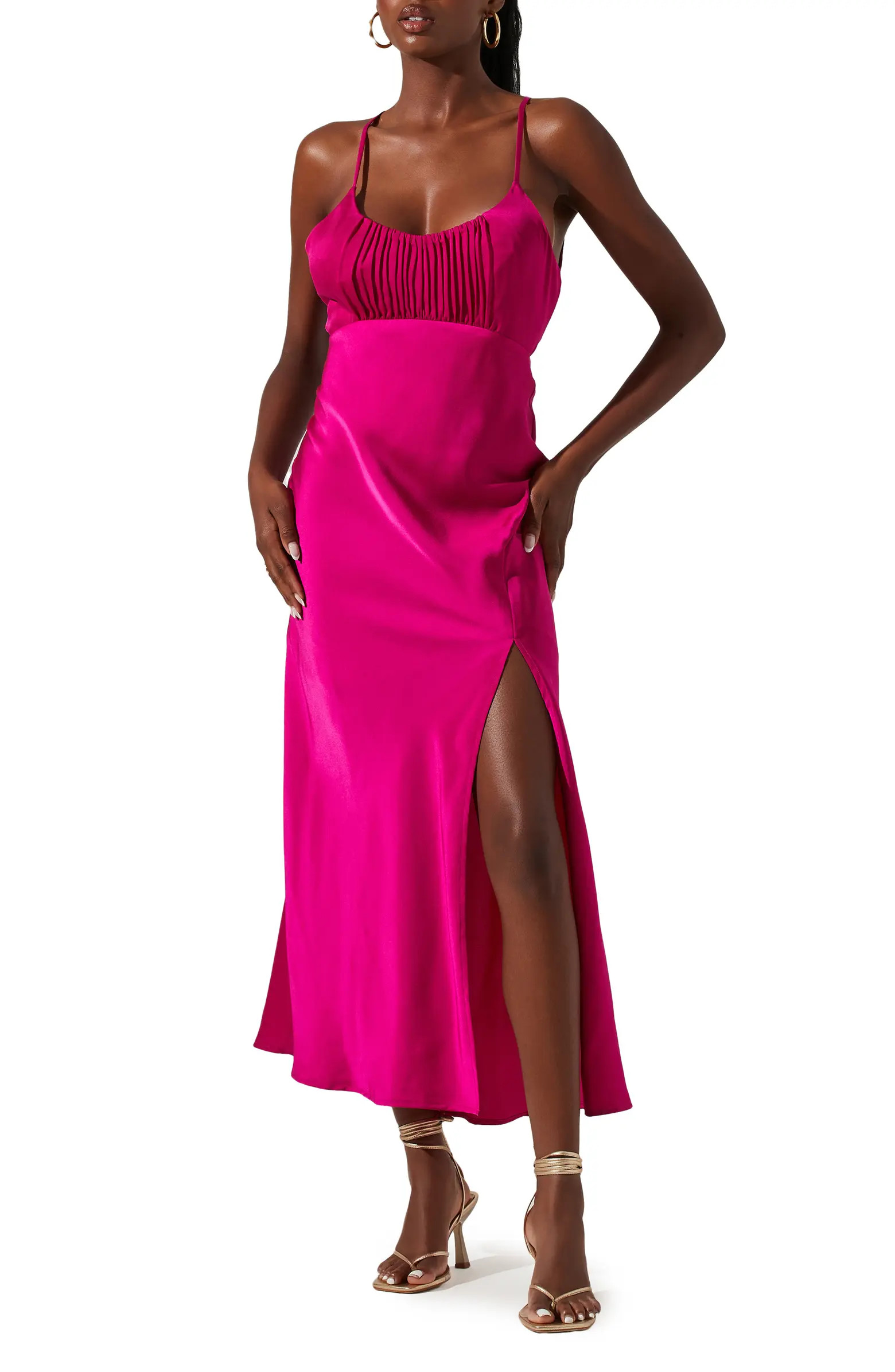 Ruched Bust Satin Maxi Dress | Nordstrom