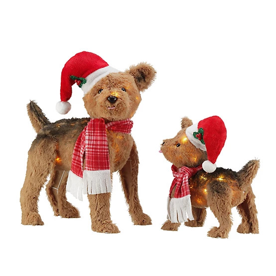 New!Red Shed  30 and 18 in. Indoor/Outdoor LED Plush Christmas Terrier Decoration Set, 2 pc. | Tractor Supply