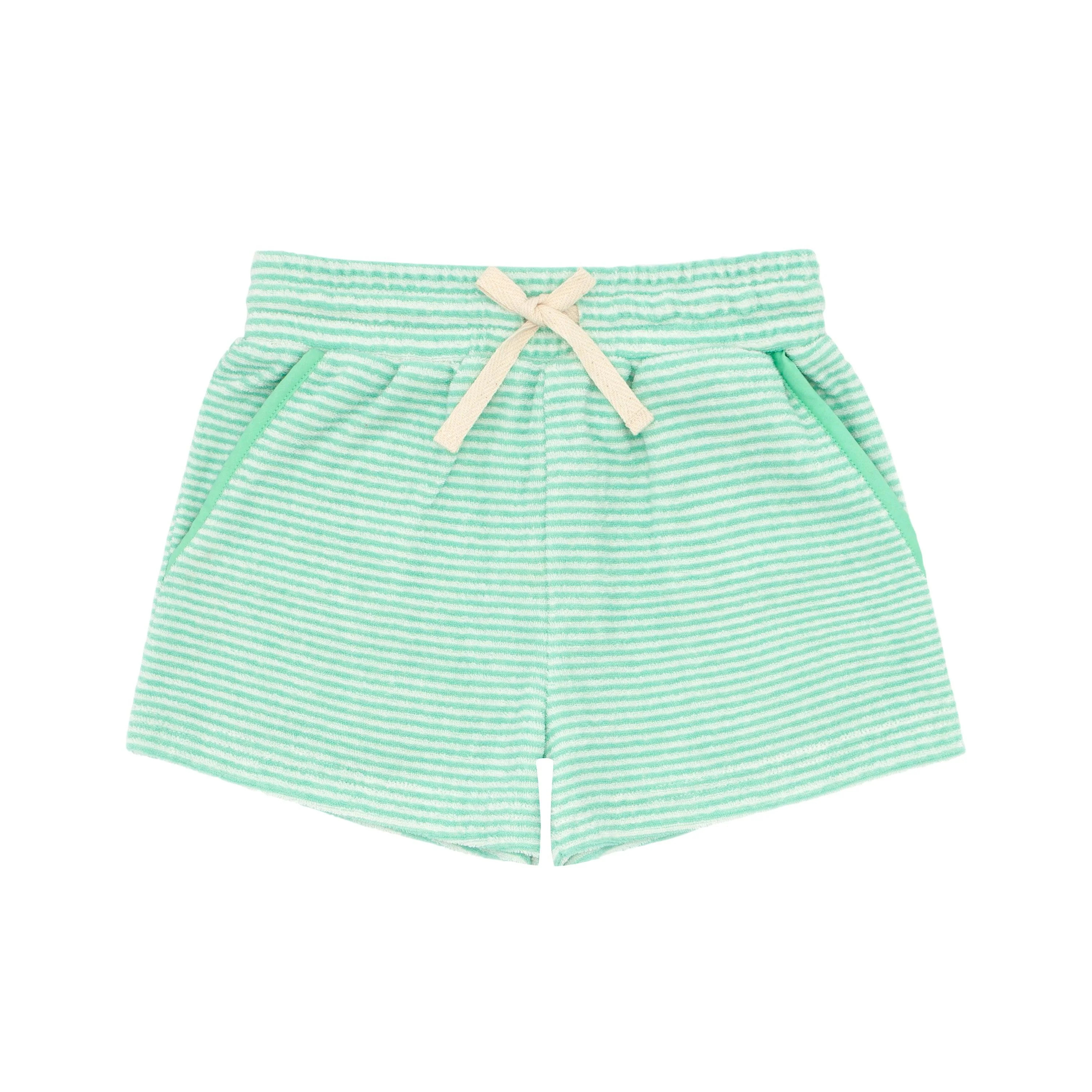 boys abaco green stripe french terry short | minnow
