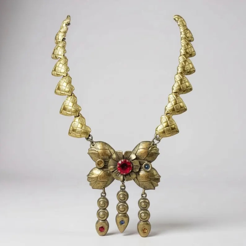 DEVOTION Necklace | 1940s Floral Brooch with Timeworn Patina | Patina & Pearl Vintage | Etsy (US)