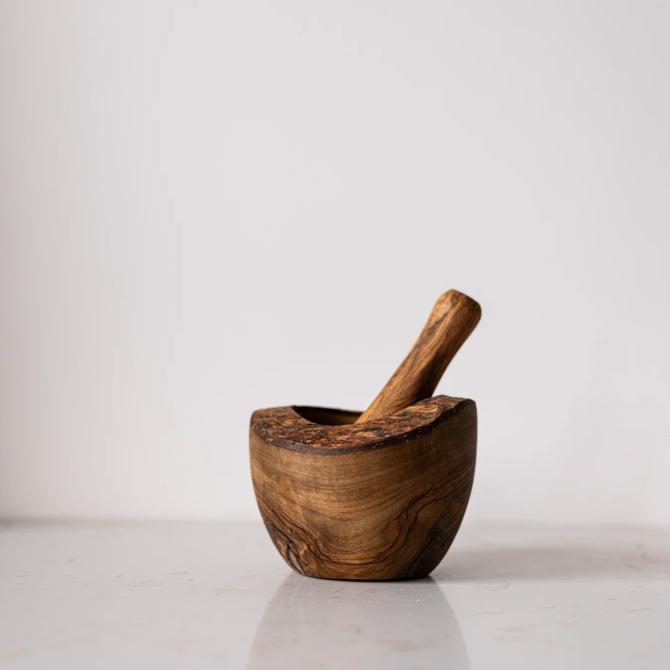 Olive Wood Round Mortar & Pestle | By Luxe B Co. | luxe bCO