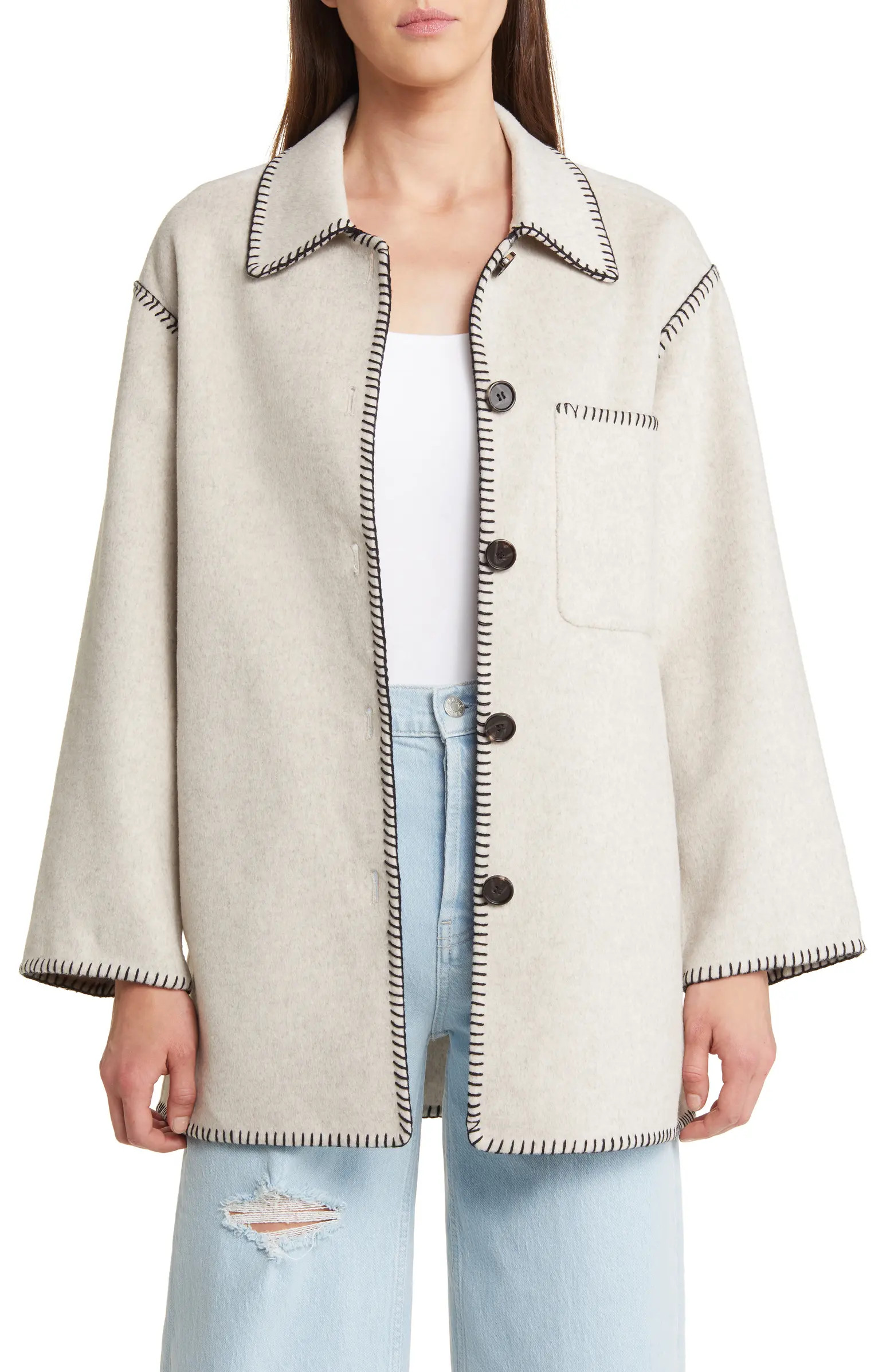 Odyssey Whipstitch Detail Wool Blend Jacket | Nordstrom