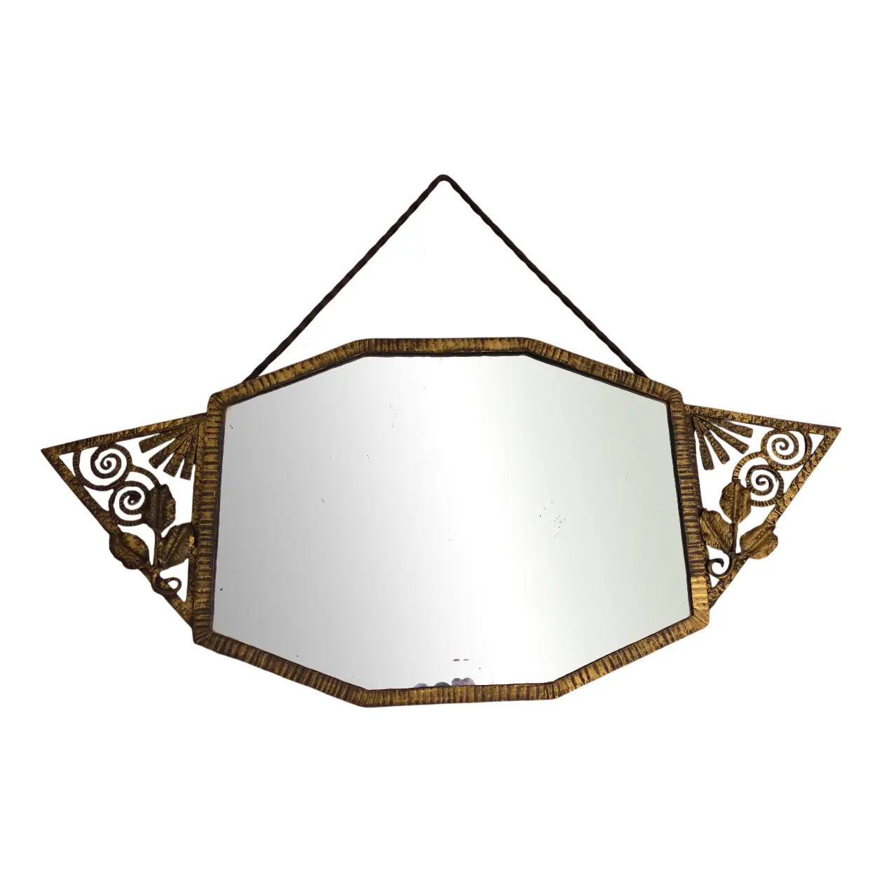 Large Mirror in Hammered Wrought Iron | Chairish