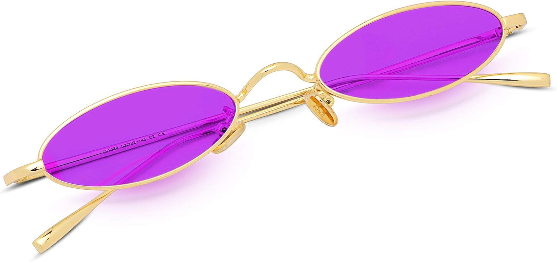 FEISEDY Vintage Small Sunglasses Oval Slender Metal Frame Candy Colors B2277 | Amazon (US)