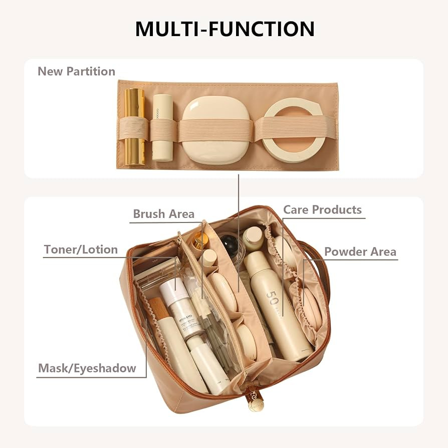 Travel Makeup Bag Toiletry Bag for Women Large Cosmetic Travel Bag Makeup Storage Box Skincare Or... | Amazon (US)