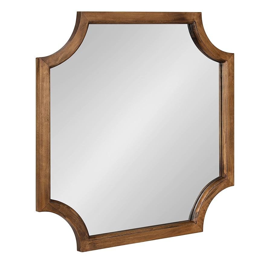 Kate and Laurel Hogan Scalloped Square Mirror; 24 x 24; Rustic Brown; Decorative Modern Farmhouse... | Amazon (US)