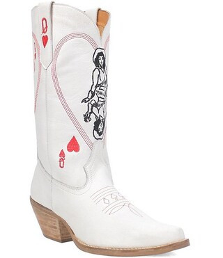 Dingo Queen A Hearts Embroidered Leather Mid Western Boots | Dillard's | Dillard's