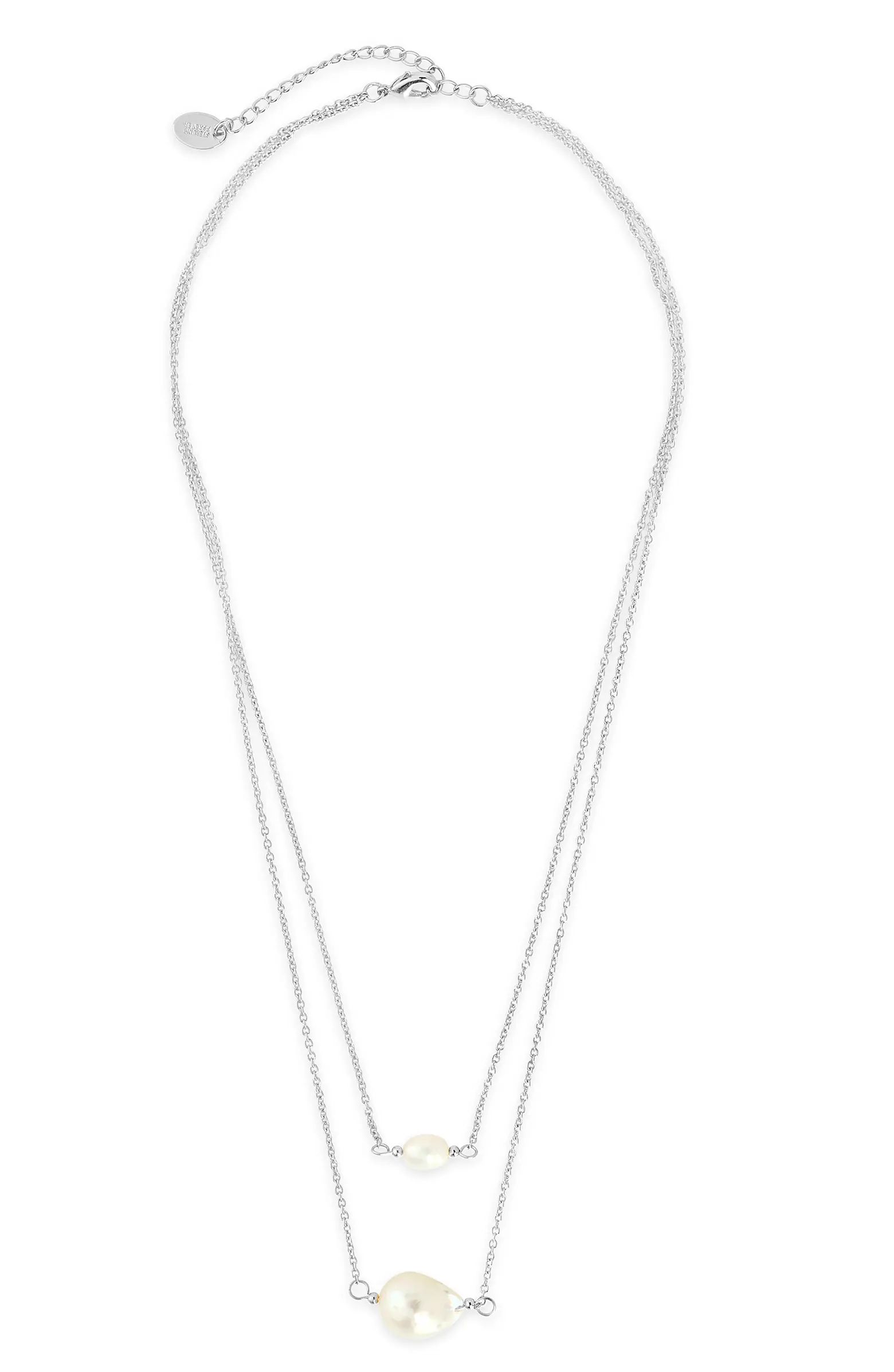 Sterling Forever Double Natural Pearl Layered Necklace | Nordstrom | Nordstrom