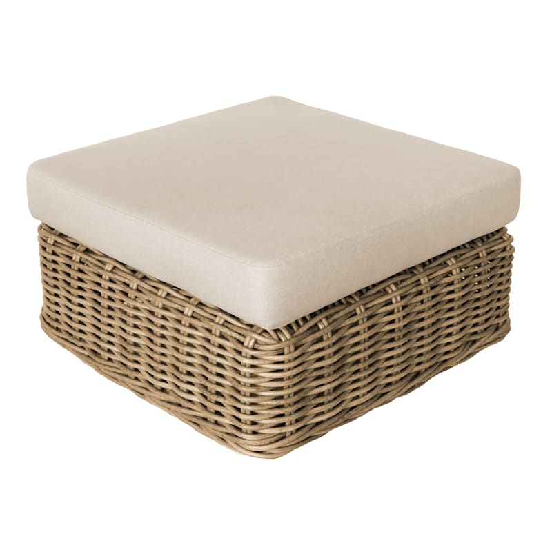 Found & Fable Hamptons All-Weather Wicker Ottoman with Cushion | At Home