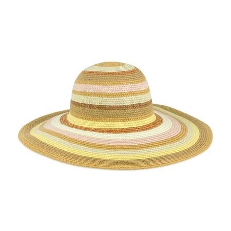 Magid Women s Straw Bucket Sun Hat With Colored Brim Multi | Walmart (US)