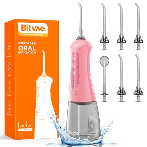 Bitvae Water Flossers for Teeth, Cordless Water Dental Pick with 6 Jet Tips & 3 Modes for All Oral Care, Ultra-fine 0.06mm Water Stream Precise for Teeth Cleaning and flossing, Easy to Use, Pink | Amazon (US)