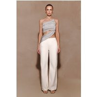 Corah Lurex Drape Knit Top / Silver | MESHKI | XXS | MESHKI US