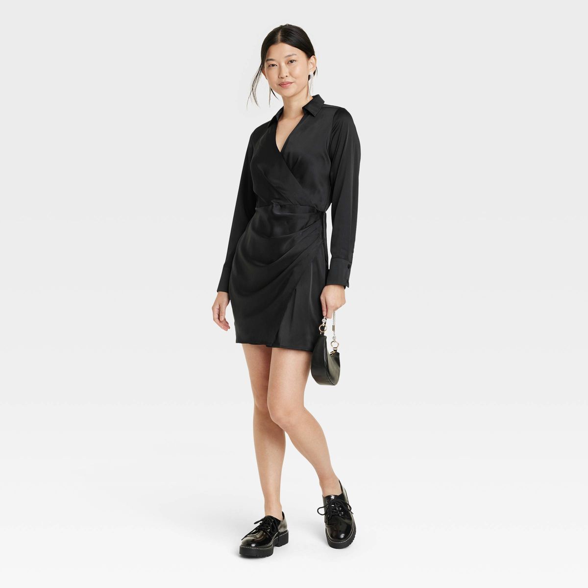 Women's Long Sleeve Satin Shirtdress - A New Day™ | Target