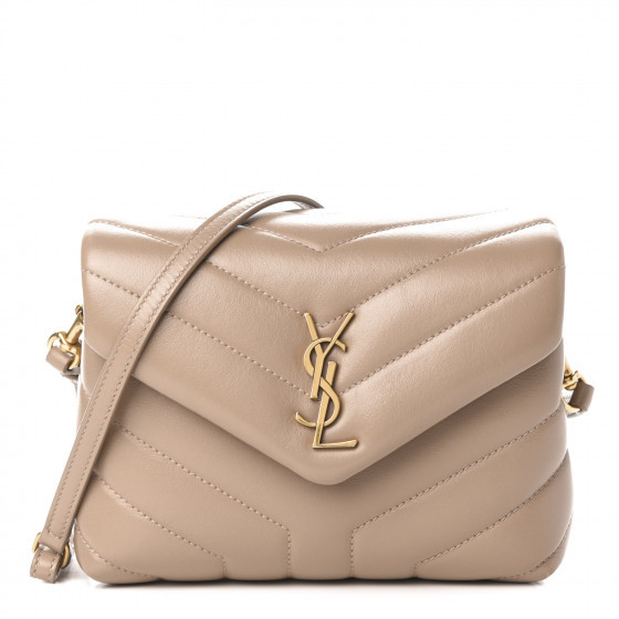 SAINT LAURENT Calfskin Y Quilted Monogram Toy Loulou Satchel Dusty Grey | Fashionphile
