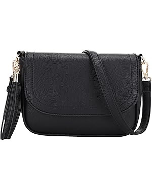 EVVE Small Crossbody Bag for Women Trendy Flap Saddle Purses with Tassel and Adjustable Shoulder ... | Amazon (US)