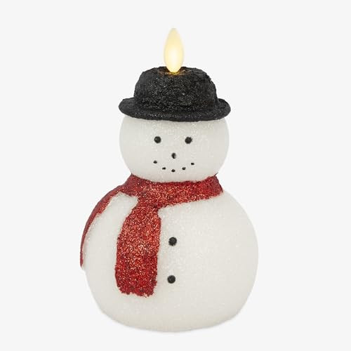 Luminara Flameless Candle Snowman White Glitter Finish Moving Flame Candle Christmas Collection (3.8" x 6") | Amazon (US)