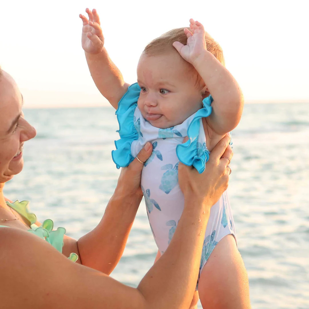 Double Ruffle One Piece | Tropical Turtles | Caden Lane