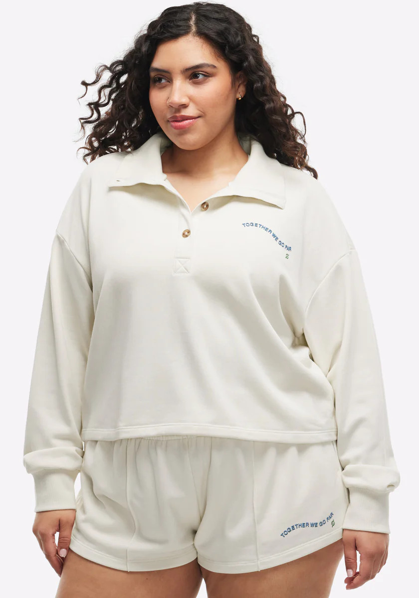 French Terry Button Mock Neck | Peloton Apparel