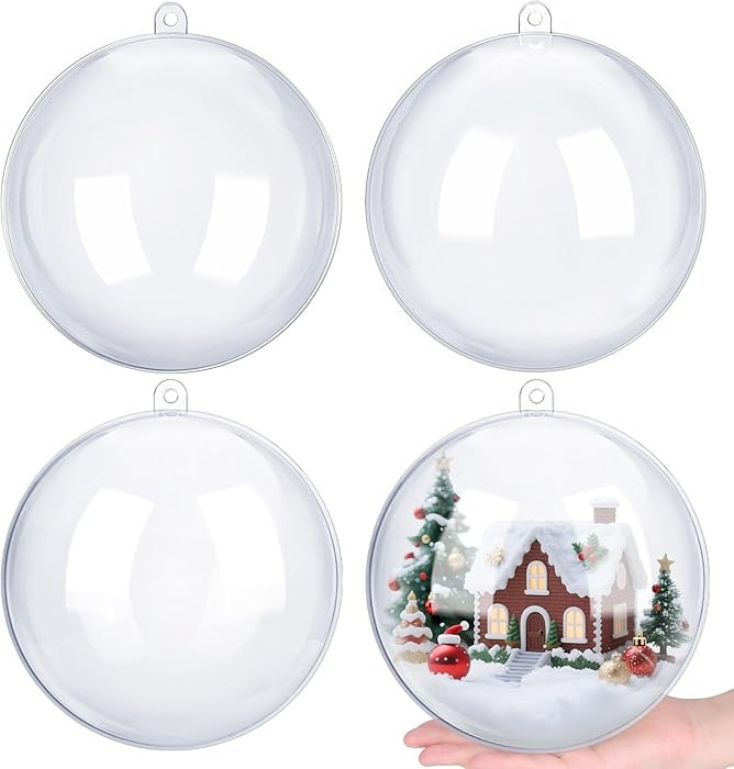 ANVAVO 2 Pieces 7.9 inch Christmas Clear Plastic Fillable Ball Ornaments DIY Craft Transparent Ba... | Amazon (US)