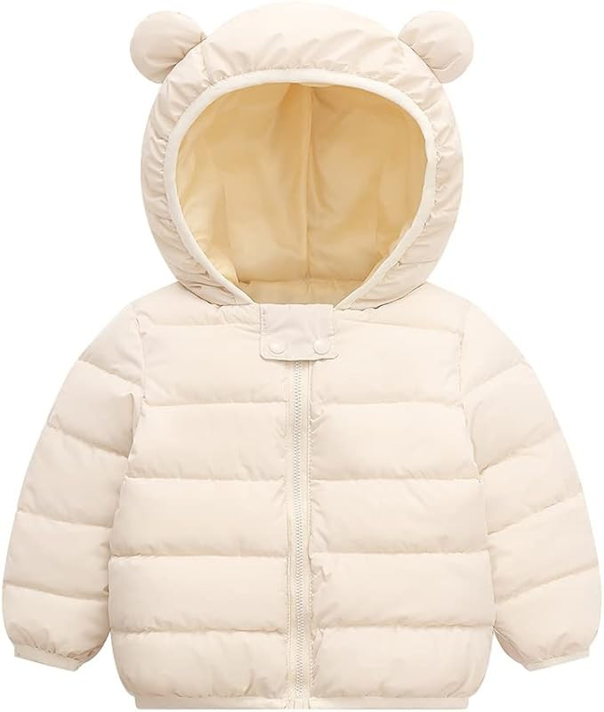 Winter Down Coats for Kids Baby Boys Girls Light Puffer Padded Jacket Bear Hoods Infant Outerwear | Amazon (US)