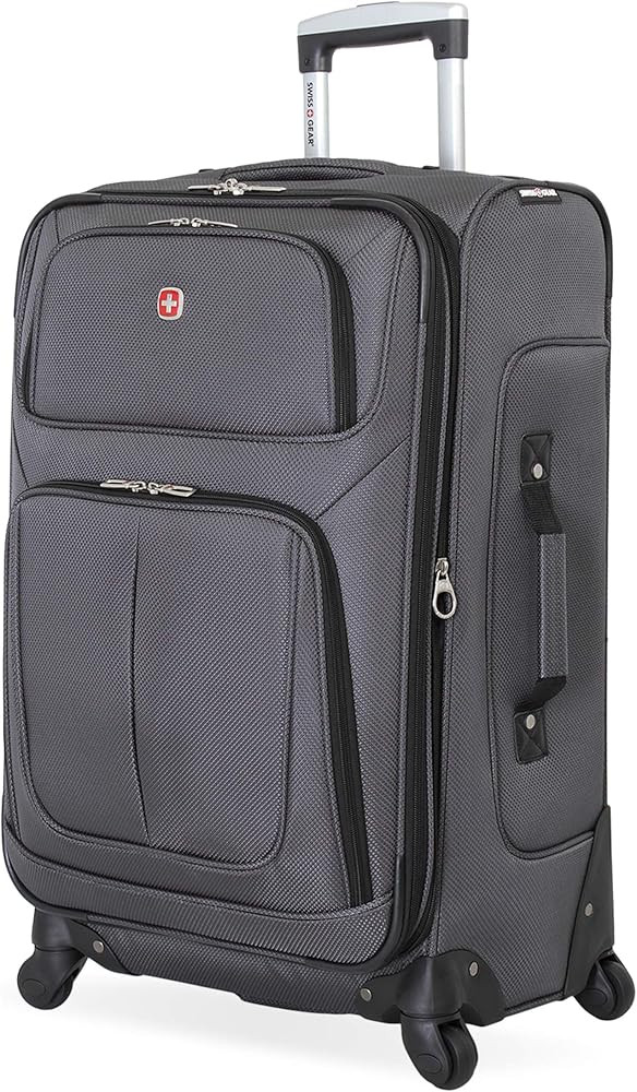 SwissGear Sion Softside Expandable Luggage, Dark Grey, Checked-Medium 25-Inch | Amazon (US)