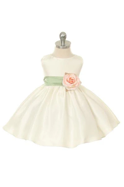 Poly Silk Organza Sash Classic Baby Dress (Ivory Dress) | Kid's Dream
