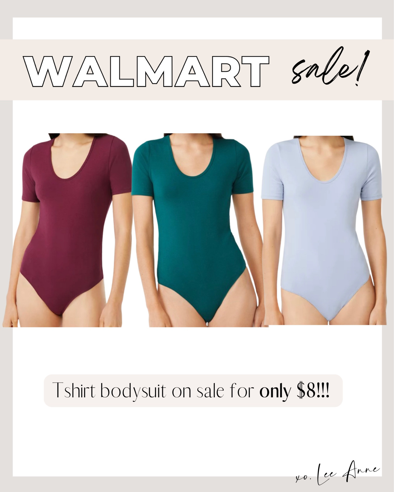 Walmart tshirt bodysuit on sale for only $8!! 

Lee Anne Benjamin 🤍

#LTKsalealert #LTKstyletip #LTKunder50
