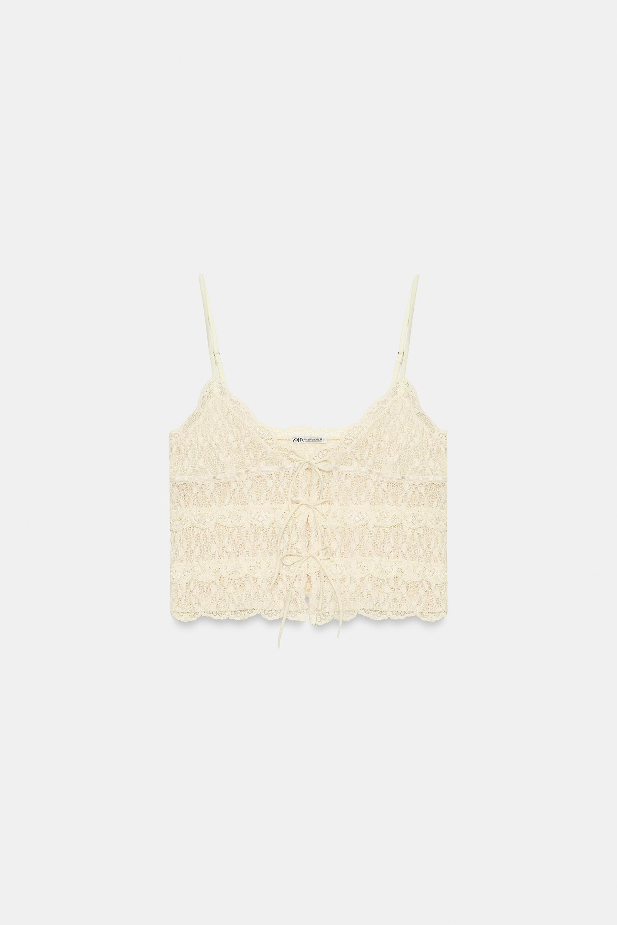 LACE TIE TOP | Zara US