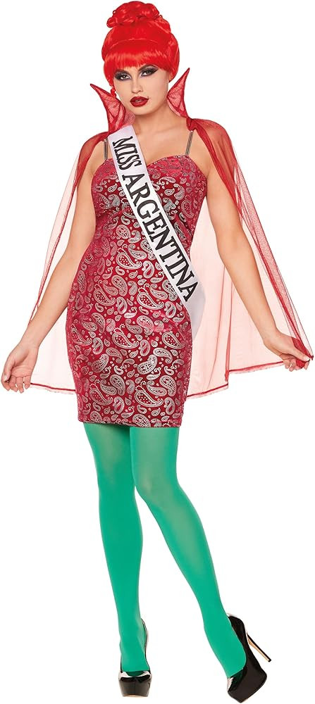 Spirit Halloween Beetlejuice Adult Miss Argentina Costume| Officially Licensed | Glitter Red Mini... | Amazon (US)