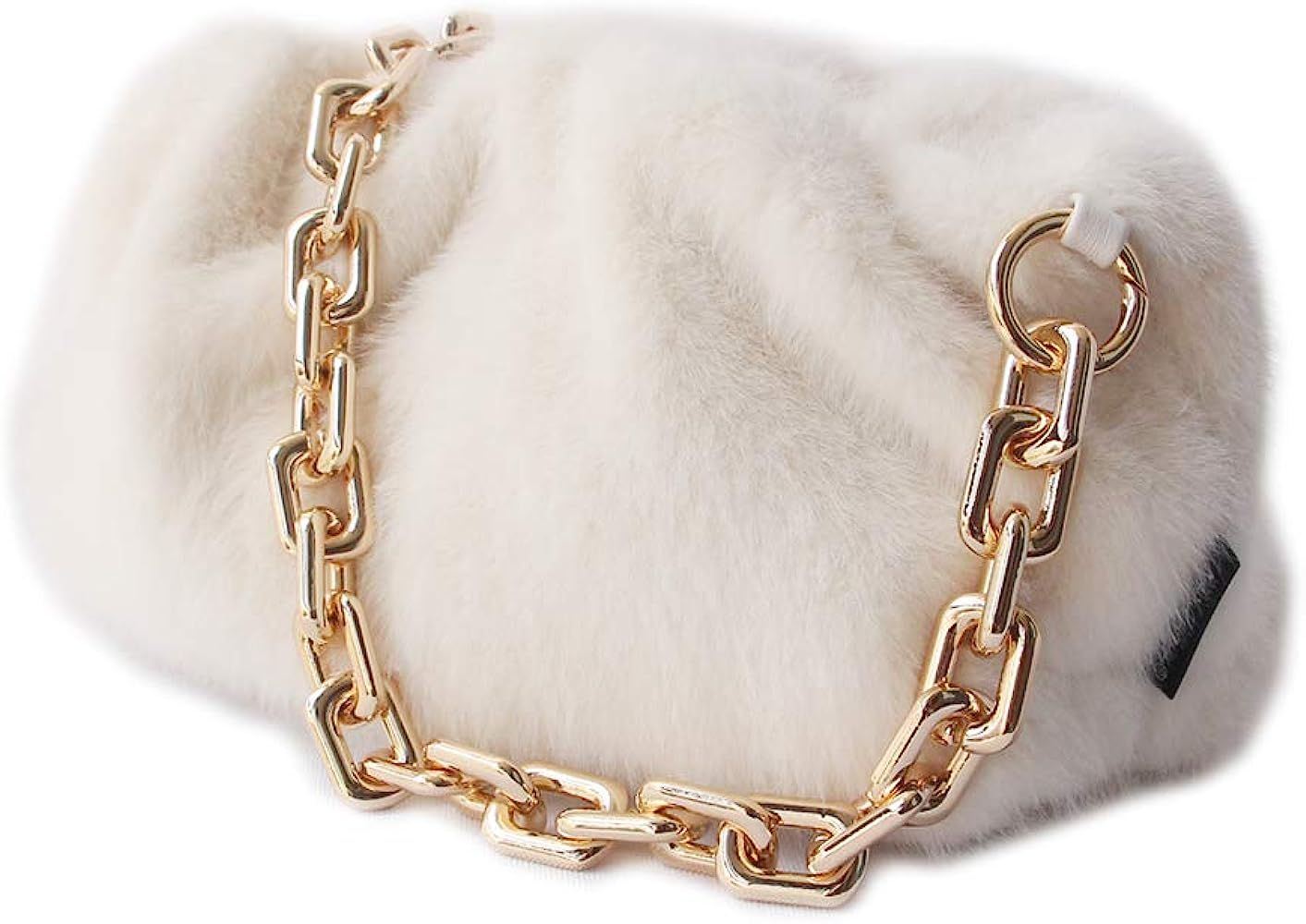 Women Faux Fur Cross body Shoulder Bag Cloud Shape Dumpling Bag Chain Clutch Dupe | Amazon (US)