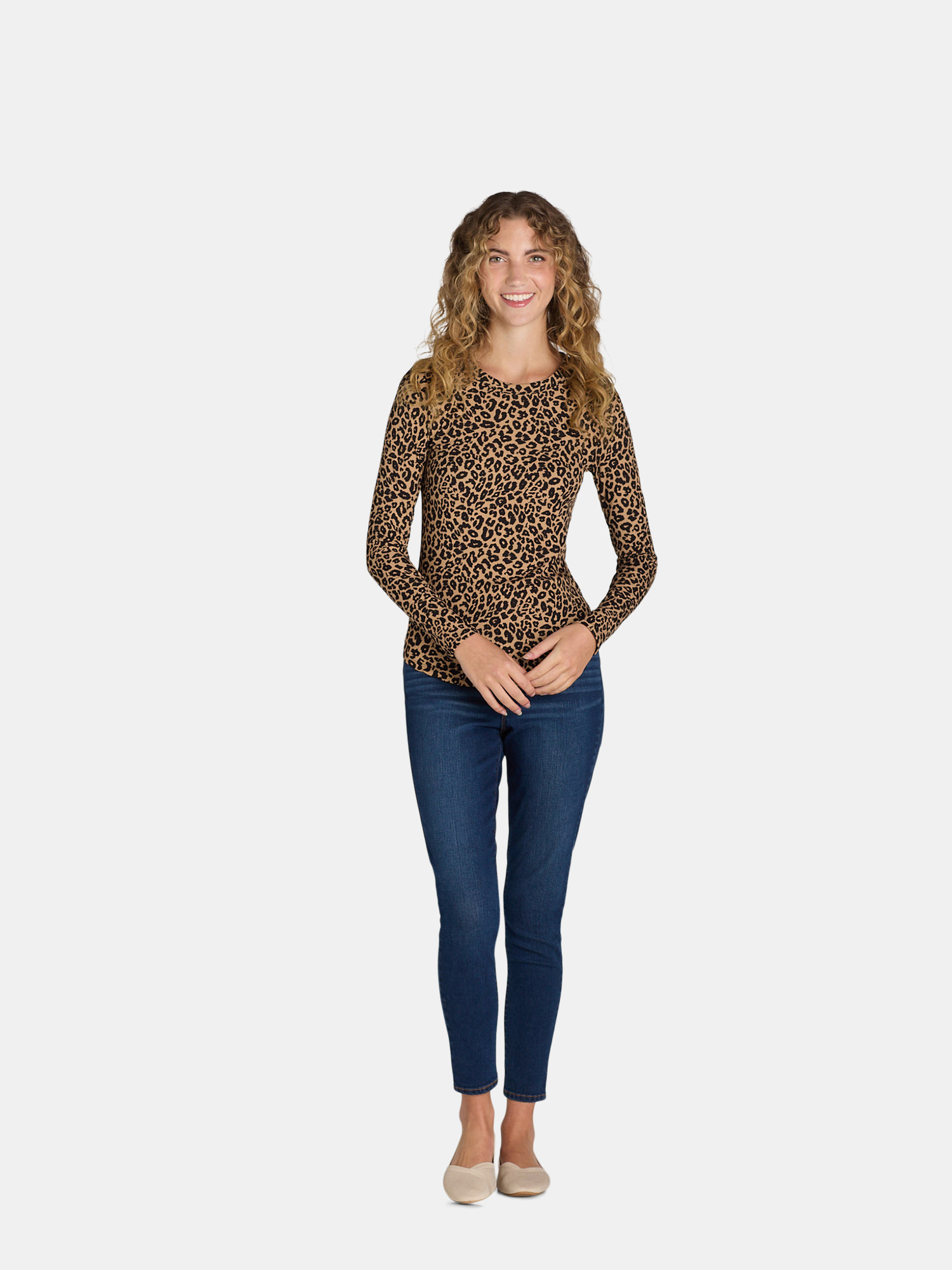 No Boundaries Ribbed Crewneck Tee with Long Sleeves, Women's and Women's Plus | Walmart (US)