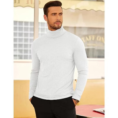 COOFANDY Men's Turtleneck Slim Fit Lightweight Basic Ribbed Sweaters White M | Target