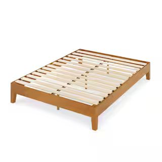 Zinus Brown Deluxe Wood Frame 12 in. Queen Platform Bed with Easy Assembly SPI-APDW-12Q - The Hom... | The Home Depot